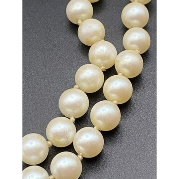VTG Carolee Double Strand Faux Pearl Necklace 16" Knotted Glass 8mm Beads LOOK - Picture 15 of 16
